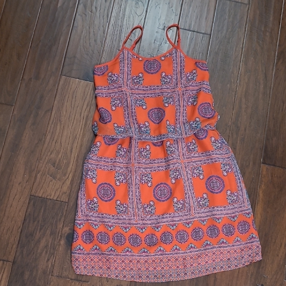 Pixley Vibrant reddish orange sleeveless sundress size XL
